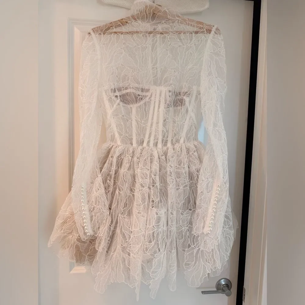 NWOT Maraya Arabella Lace Mini Dress in WhiteBronx and Banco - Picture 6 of 16